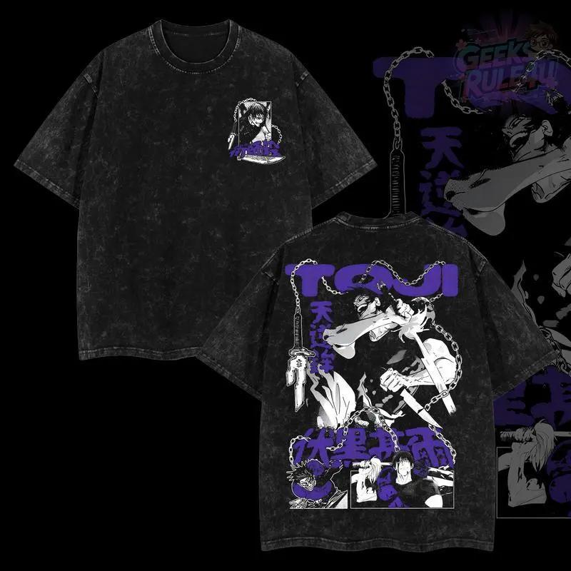 

Jujutsu Kaisen Anime T Shirt Fushiguro Toji Printed Tshirt Yk Vintage Washed Tshirt Mens Clothing Short Sleeve Cotton Tees S
