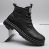 Fashion Men Retro Work Shoes Autumn Winter Thick Bottom High Top Non Slip Casual Boots Leather Boots Chelsea Desert Waterproof Boots