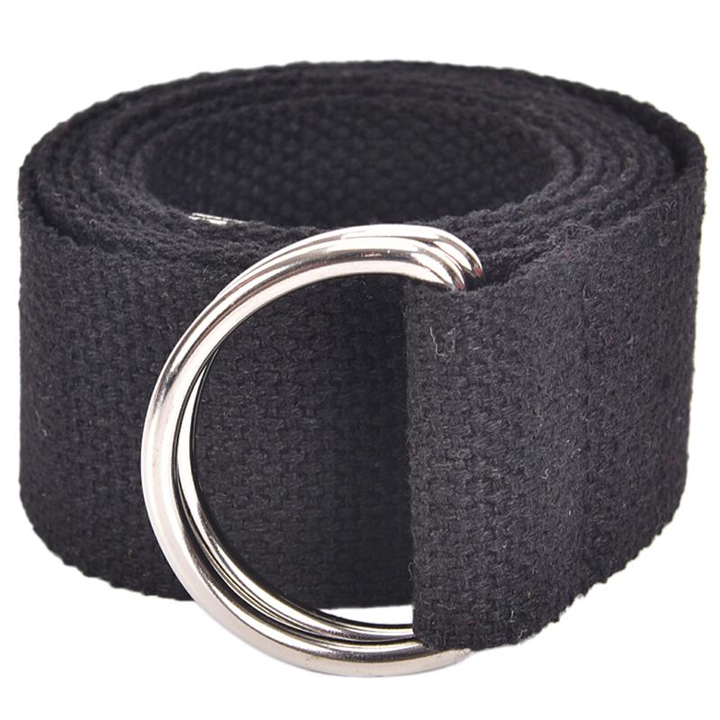 Unisex Casual Double D-Rings Nylon Canvas Stripes Buckle Waistband Outdoor Belts