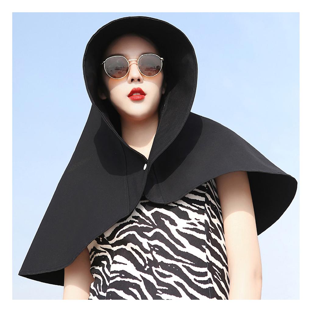 Women Sun Protection Fishing Hat Wide Brim UV Protection Sun Protection Hat for Summer Hiking Gardening Neck Protection Black