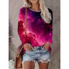 Women's Autumn and Winter Love Plaid 3D Printing Round Neck Long-sleeved T-shirt Comfortable, Fashionable and Breathable