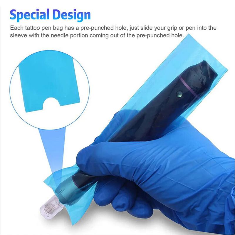 100 buc tatuaj dimensiune mare pungi stilou tatuaj stilou mașină manșon huse negru albastru autoadezive mâneci accesorii tatuaj