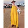 vacation beach skirt temperament loose backless dress Xishuangbanna suspender design long dress summer
