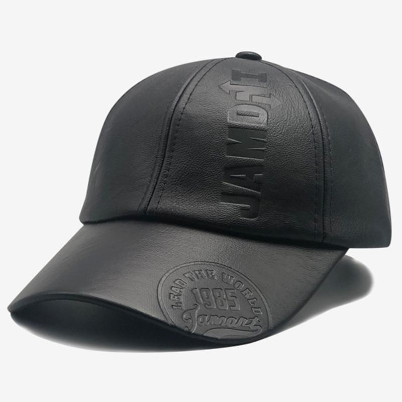 Czapka baseballowa unisex ze skóry PU na jesień i zimę - wiatroszczelna i ciepła