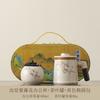 New Chinese Ru Kiln Personal Special Tea Cup Explosive Tea Separation Office Cup with Lid Retro Wooden Handle Tea Cup