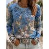 2026 Herbst Neues Damen Langarm Rundhals Lässiges T-Shirt mit Buntem Blumendruck Pflanzenelementen Outdoor Chic Top