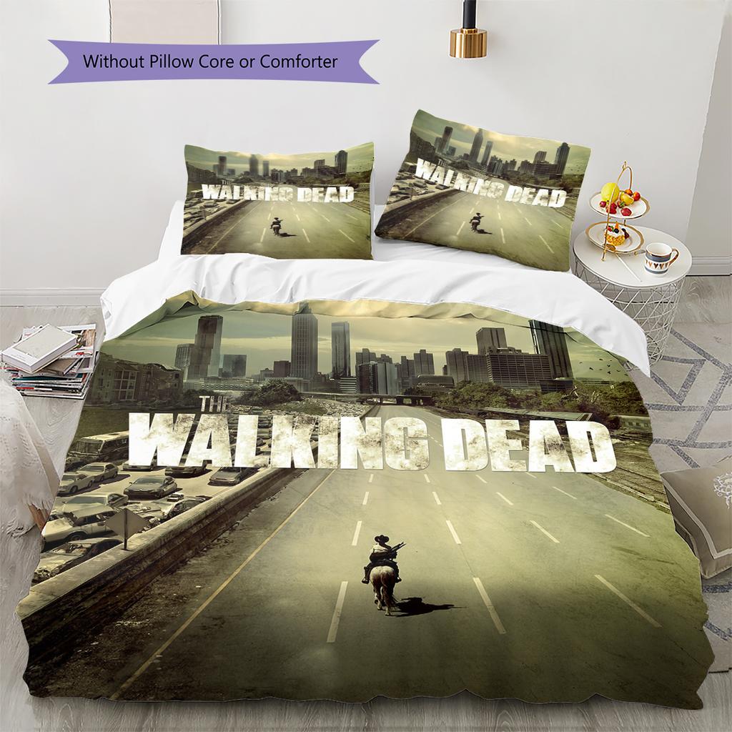 Povlečení s motivem The Walking Dead Domácí dekorace Narozeninový dárek (1 * povlak na peřinu + 2 * povlak na polštář, bez jádra)