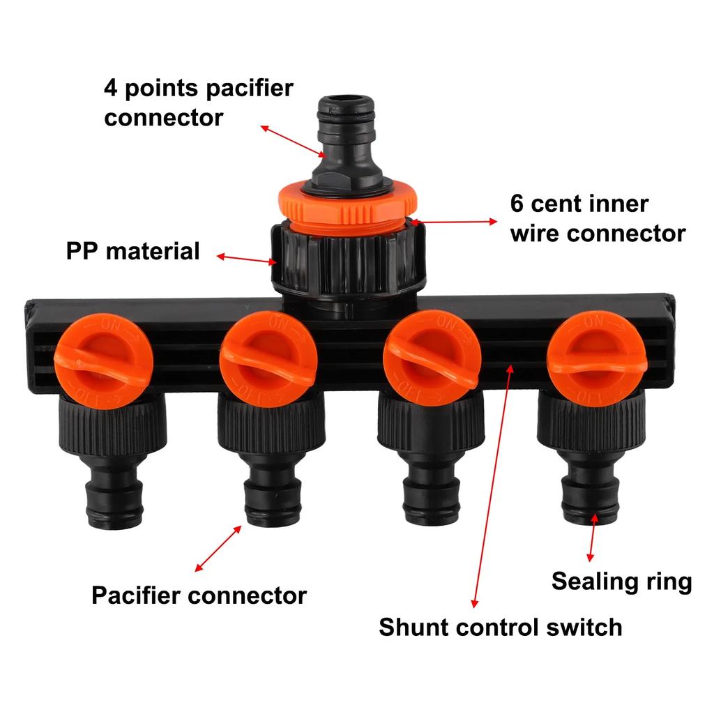 Distributor Faucet Faucet Dispenser Watering Connector 183*122MM 4 Way Hose Leakproof Plastic Water Pipe Separator Diverter