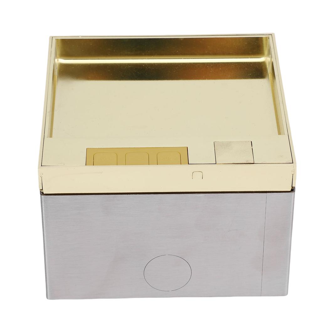 Einbaudose für Bodensteckdose Wasserdicht Edelstahl Flacher Steckdosensatz 4KW 16A mit 2 3-poligen Löchern für Marmor Golden