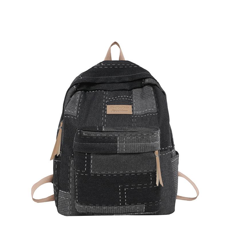Schoolbag Trendy Retro Denim Backpack Male and Female Couples College Students School Bag Leisure Travel Backpack