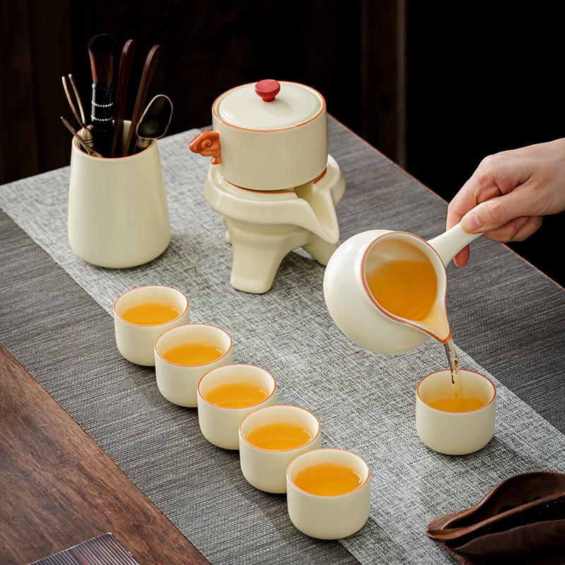 Light Luxury Artifact, Luxury Home Automatic Tea Set, Ceramic Teapot, Lazy Kung Fu Tea, Ru Kiln Teacup