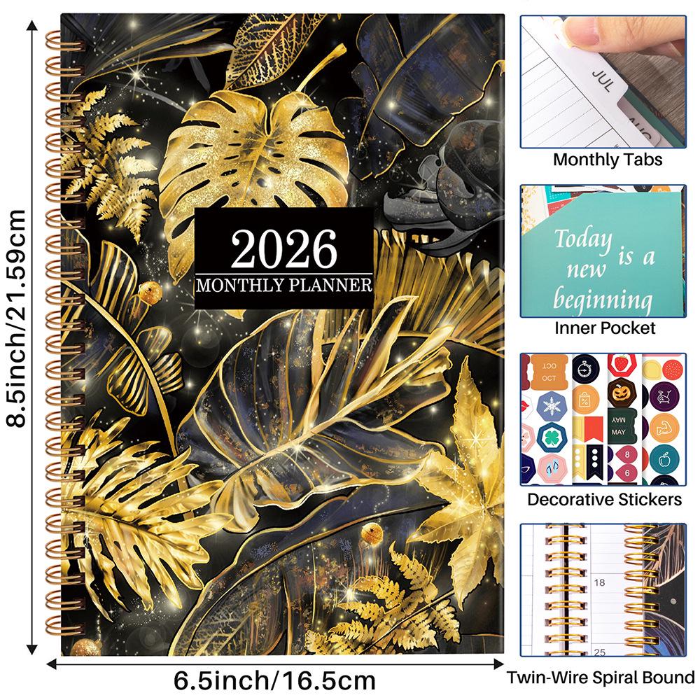 2026 Cross-Border English Flower Planner: Daily Schedule, Work Efficiency, Christmas Gift