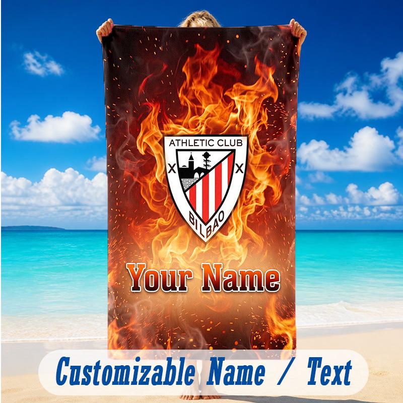Beach Towel Custom Name Text, Quick Dry Large Towel For Beach HomeAthletic Bilbao FC