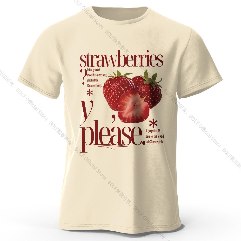 Modernes Erdbeer-Grafik-T-Shirt 100% Baumwolle - Elegantes zeitgenössisches Design Atmungsaktives Alltags-Essential