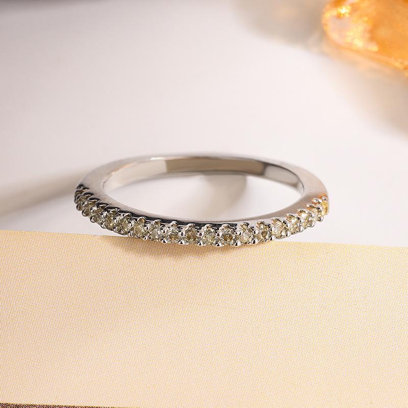 2026 Stylish and Simple Full Diamond Row Ring Rose Gold Split Single Row Ring Broken Diamond Row Diamond Ring Versatile Jewelry