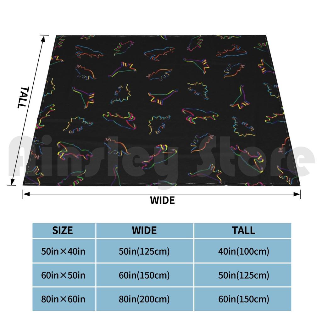 Cmyk Dinosaurs ( Black ) Blanket For Sofa Bed Travel Dinosaur Herbivore Carnivore Dino T Rex Tyrannosaurus