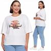 Women's T-Shirt Short Sleeve Cotton Oversize Fashionable Print MORAJ M OFF WHITE Girls