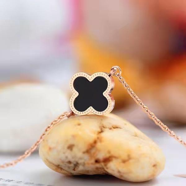 Titanium Steel Four-Leaf Clover Anklet Women Rose Gold Non Tarnish Anklet