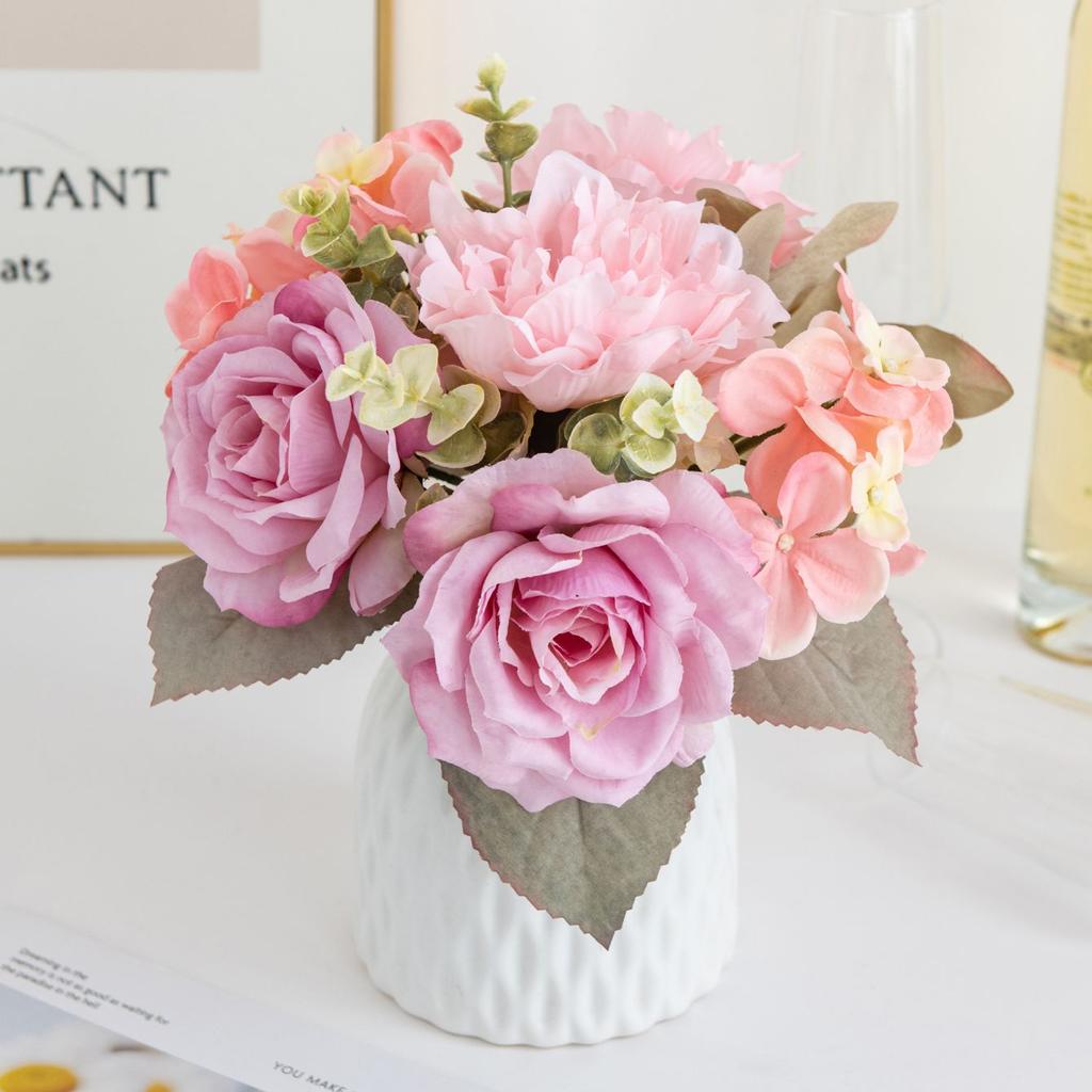 Rose Peony Silk Bouquet Artificial Flowers Wedding Home Room Ornamental Flowerpot Decora Valentine's Wreath Diy Gift Accessories
