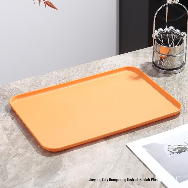 Wheat Straw Rectangular Coffee Table Tray for Teacups and Desserts