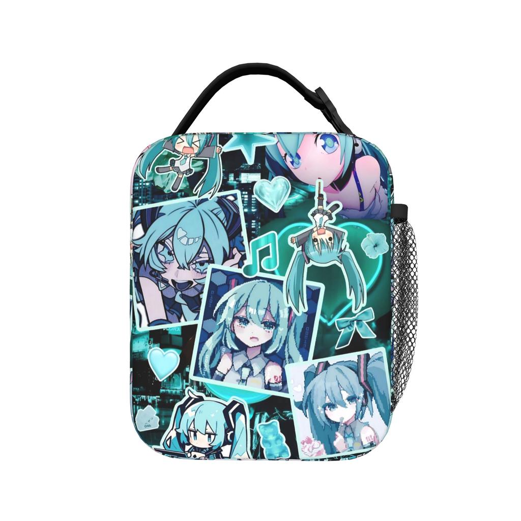 Hatsune Miku Cartoon Singer Insulated Lunch Bag Cooler Bag Reusable,Lunch Container  Large Lunch Box Tote Food Bag Beach  Picnic