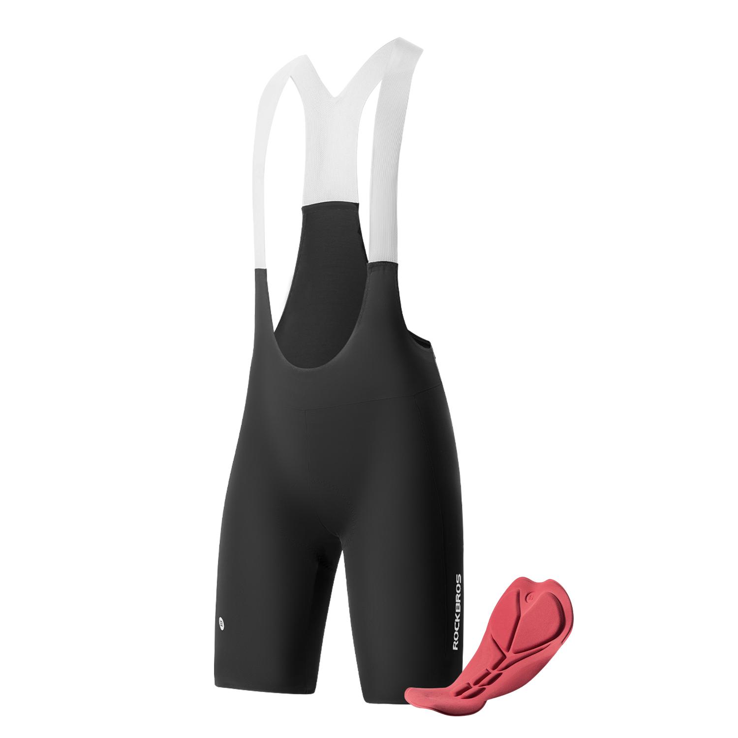 ROCKBROS Summer Cycling Bib Shorts Lightweight Breathable Anti-slip Bib Pants Elastic Comfortable Soft Pad Men Cycling Shorts EU XS (Asia S)