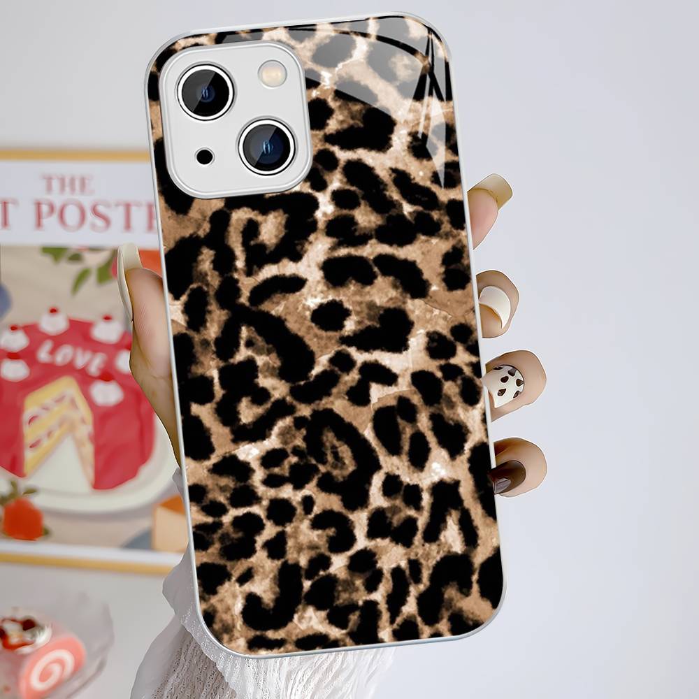 Leopard Cheetah Print Tempered Glass For Iphone 14 13 12 11 Pro Mini XS MAX 14Plus X XS XR Fundas