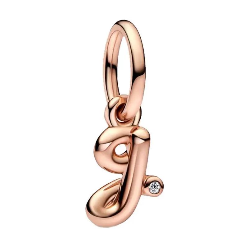 Brand New Plated Rose Gold Letter A-z 26 Alphabet Bead Component Zircon Letter Charm Bead Component Compatible With Authentic Original Bracelet High