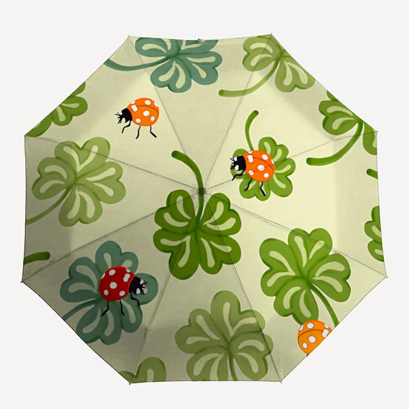 

1pc Ladybug Clover Automatic Open/close Umbrella, 8-Rib sturdy structure, Portable Travel Umbrella, Parties, Everyday Useb040