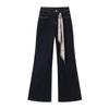 Xiangying Women's Retro High-Waist Flared Jeans with Scarf