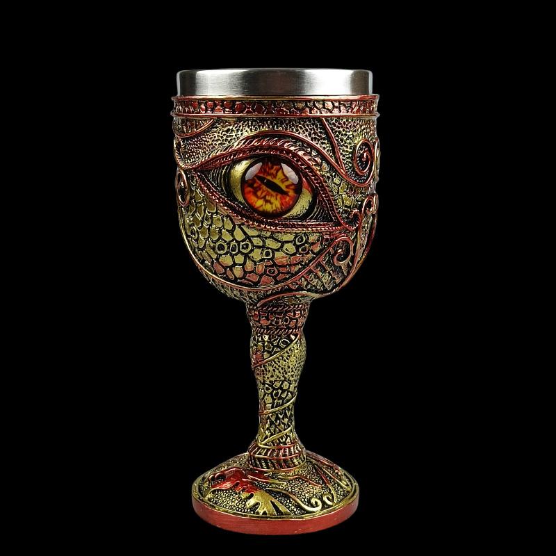 

Готический кубок 3D Викинг Нержавеющая сталь Смола Череп Винный кубок Ужасающие глаза Стакан для виски Бокал для вина на Хэллоуин