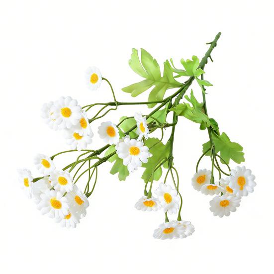 Artificial Flowers 30 Heads Silk Cloth Chamomile Stems Pastoral Style Fake Flowers Wall Wedding Decor Photo Props