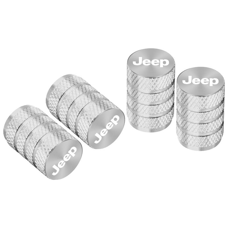 

4Pcs Car Wheel Tire Valve Stem Cover Dustproof Cap Accessories For Jeep Grand Cherokee Wrangler JK Gladiator Compass Renegade срібний