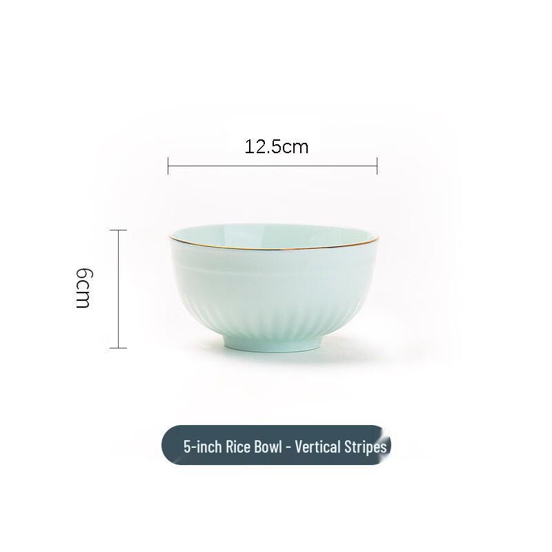 Limpand Nordic Gilded Celadon 5-inch Rice Bowl Set