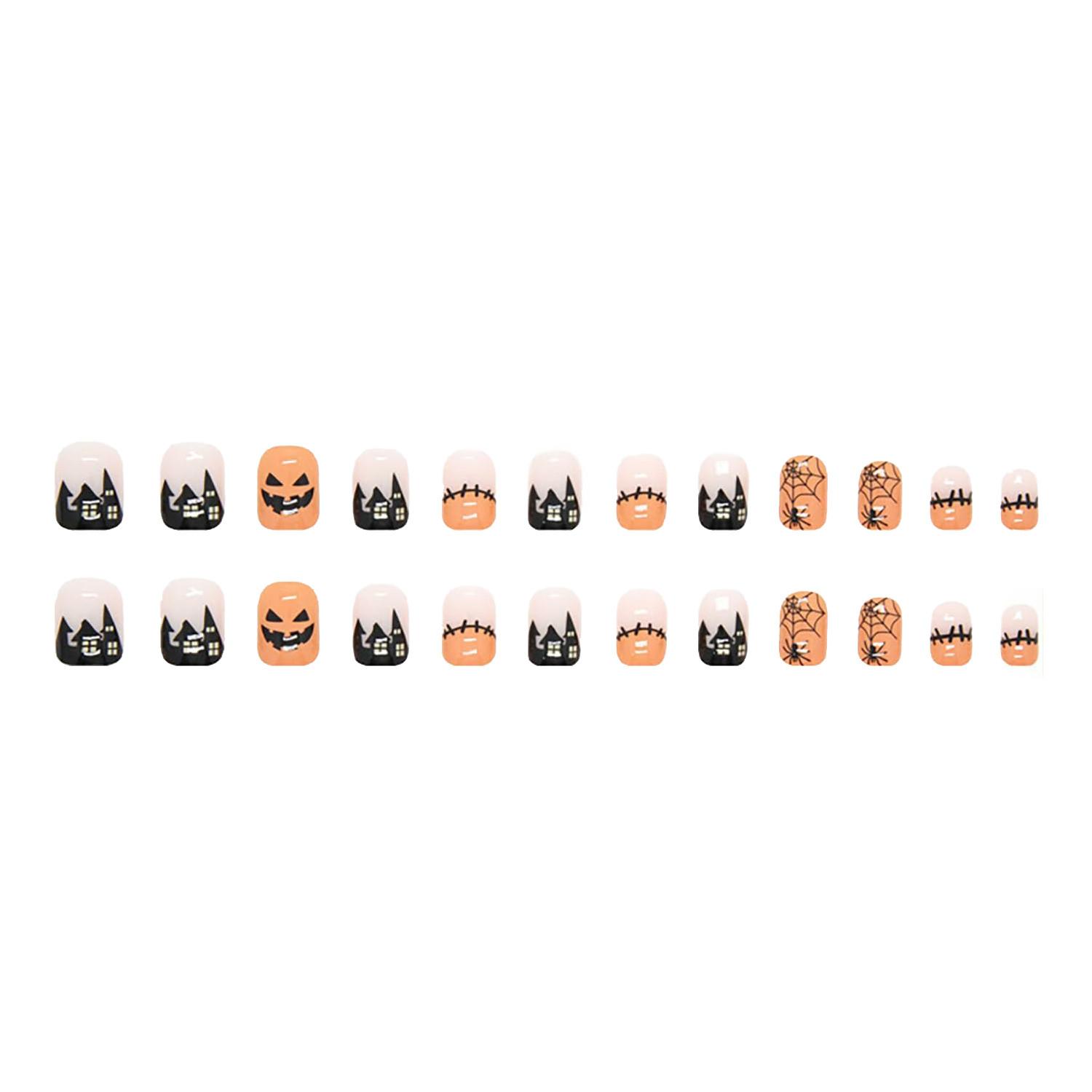 

Pc Halloween Press Nails Short Square Fake Nails Cute Designs Glossy False Nails Halloween Nails Cute Full Cover Glue Nails Stick With 2ml Glue