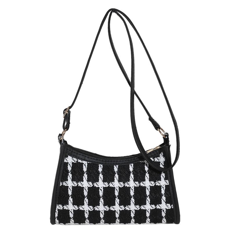 

Women Crossbody Handbag Plaid Pattern Underarm Shoulder Bag Casual Tote Bag чёрный