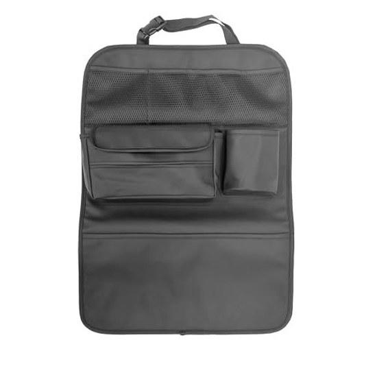 Smooth leather-like seat back pocket black