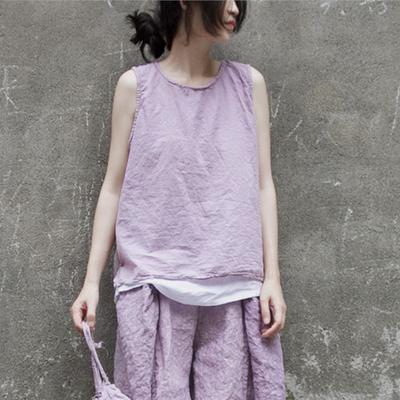 Regatas femininas casuais de algodão, gola redonda, sem mangas, cor sólida, roupas de verão, cor sólida, regata feminina