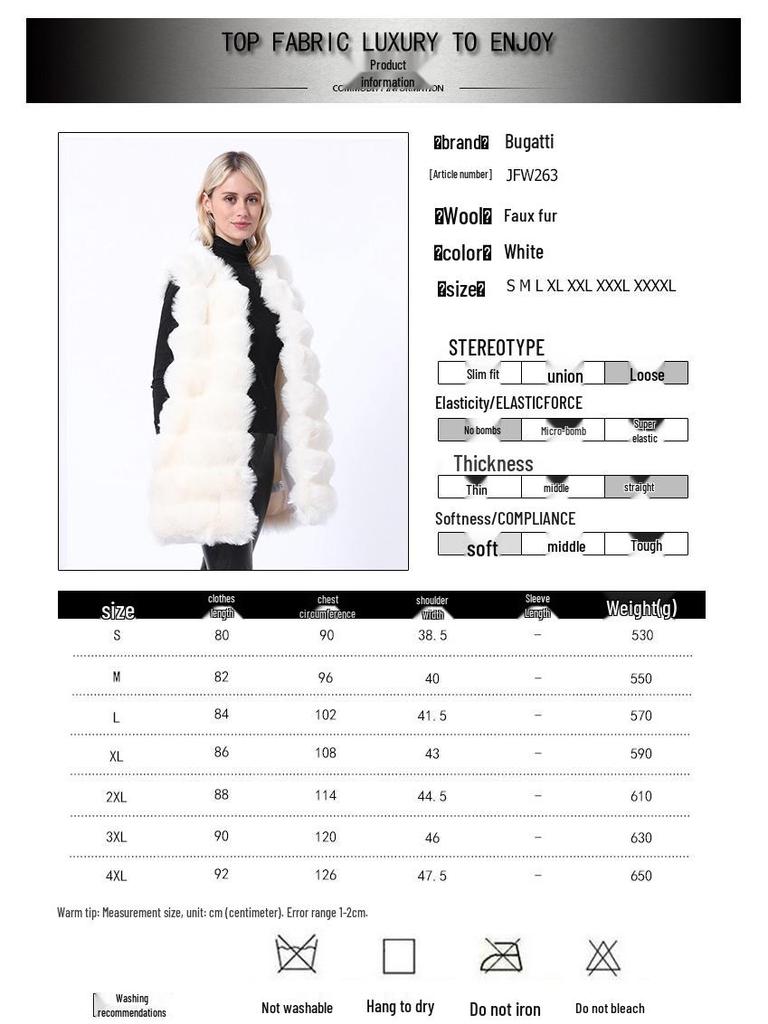 Women's Mid-Length Fox Fur Vest - European and American Style Fur Coat
