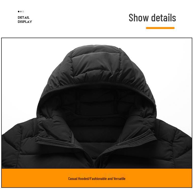 Men's Lightweight Hooded Down Jacket, Winter 2025 - Short, Warm, Trendy, 90% White Duck Down.