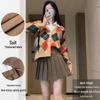 Spring 2025 Women's High Waist Plaid Pleated Skirt - Black A-Line Slimming College Style