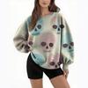 Womens Oversized Floral Print 3D Skull Graphic Hoodie Long Sleeve Casual Sweatshirt 2025