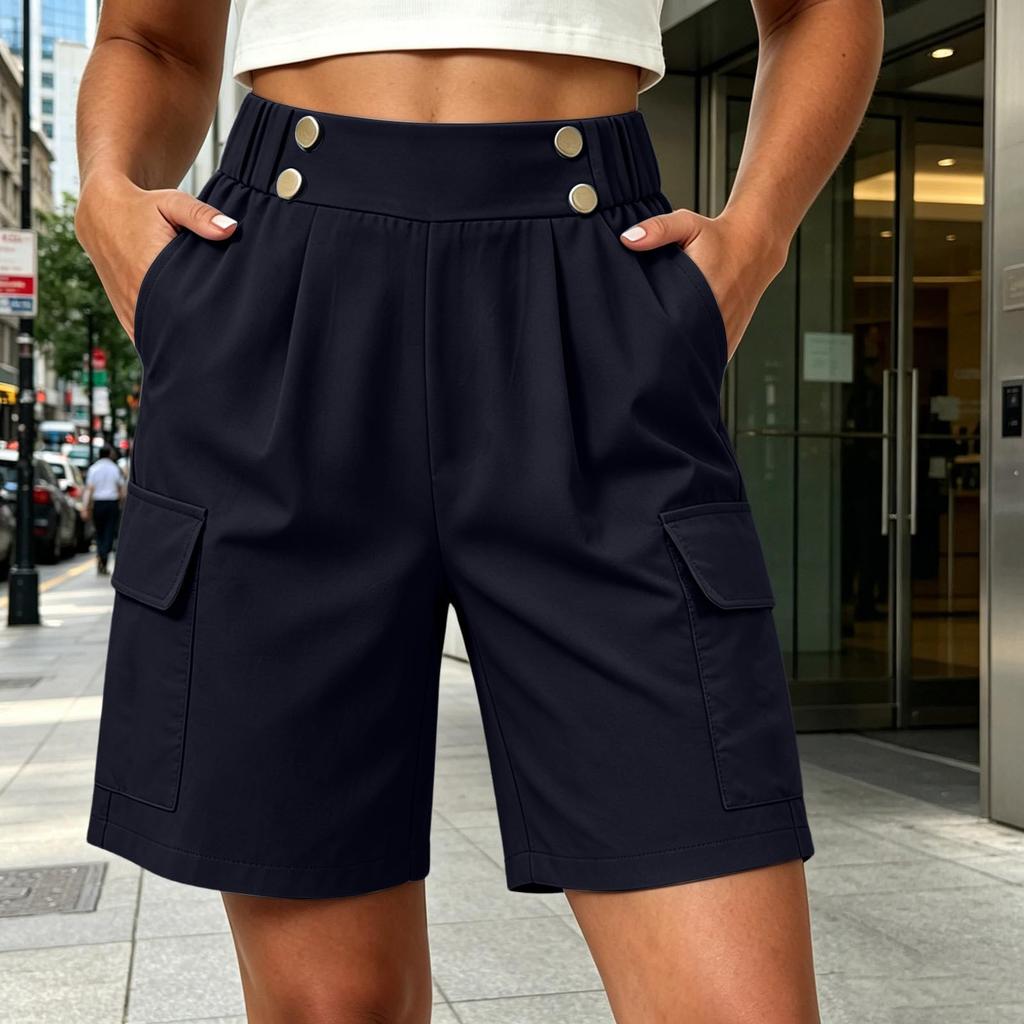 Women's Casual High Waist Loose Fit Shorts with Pockets for Summer Everyday Wear