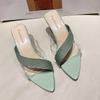 Summer Women Pointed  Pumps Sandals for Ladies Sexy Mules High Heels Slip-on Slippers Slides Shoes
