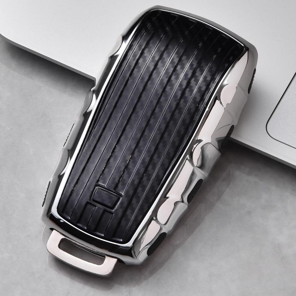 [OATSBASF] Benz Key Case, Benz Key Cover, Carbon Fiber, 360° Full Protection, Scratch Prevention,
