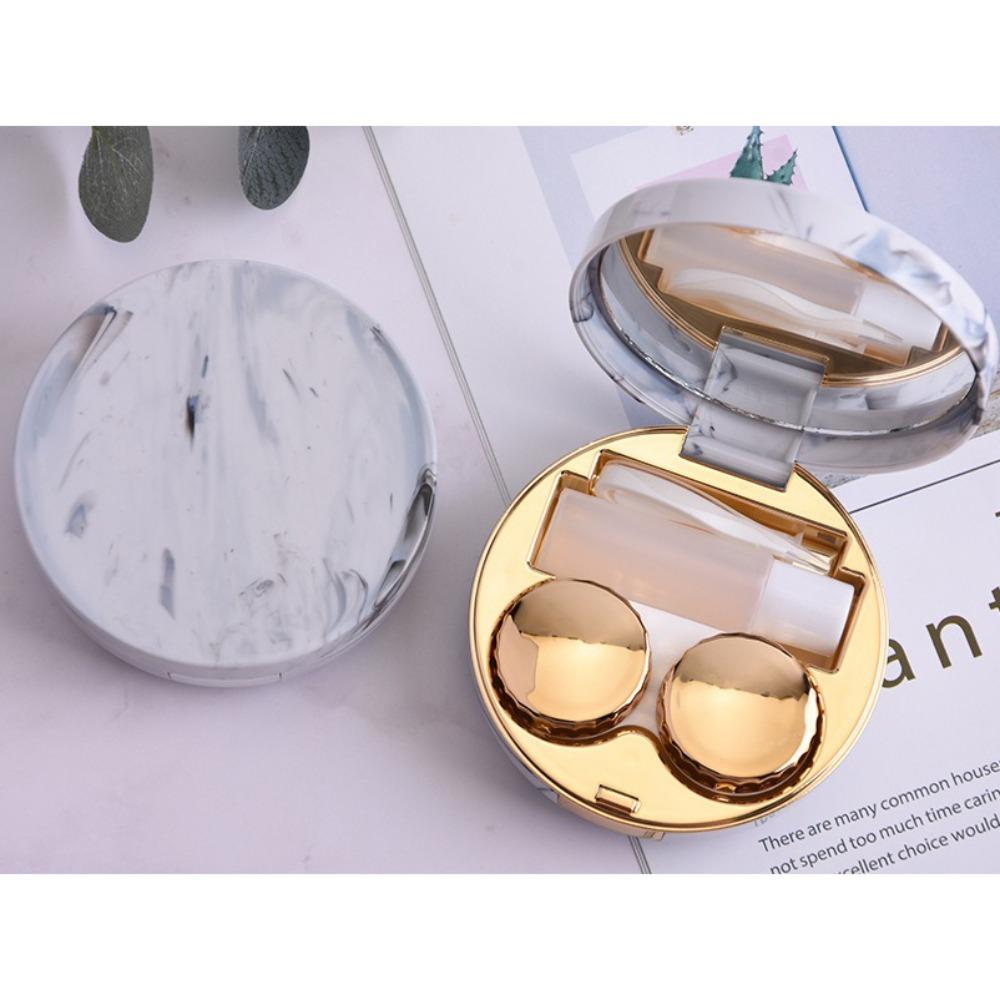 

Compact Marble Pattern Contact Lens Box 5 In 1 Round Shape Contact Lens Case Portable Cute Lens Storage Box
