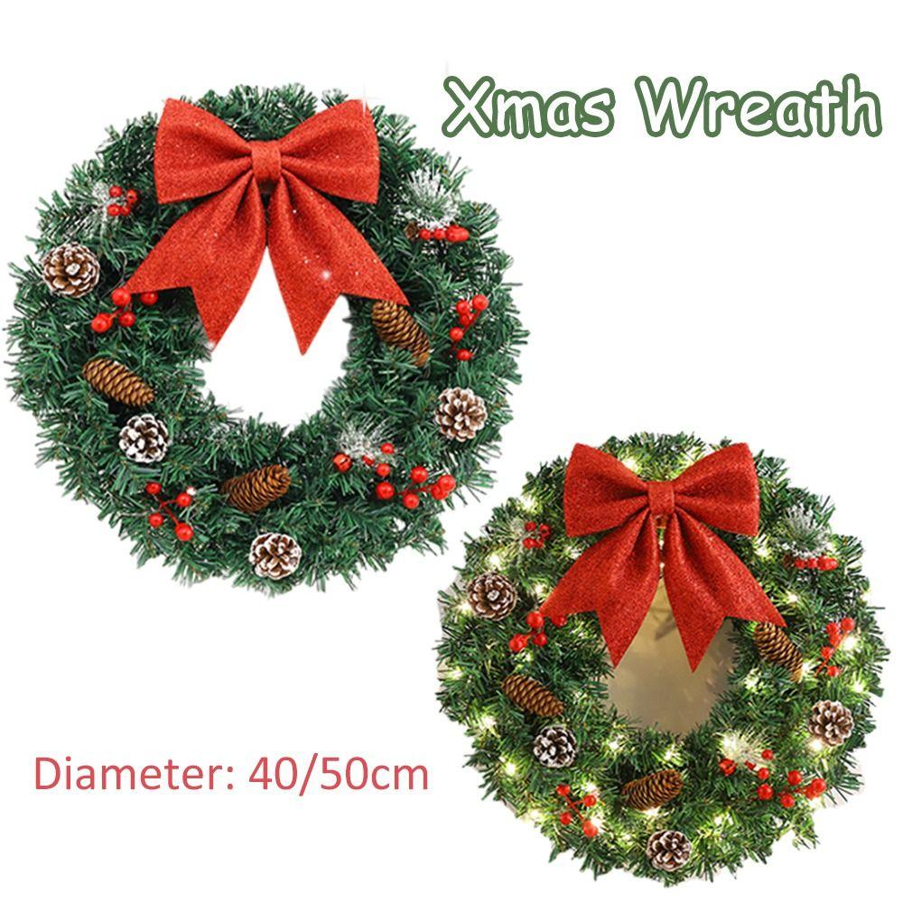 

Сосновые шишки Искусственная гирлянда Красные ягоды Рождественский флокируемый венок Декор для входной двери