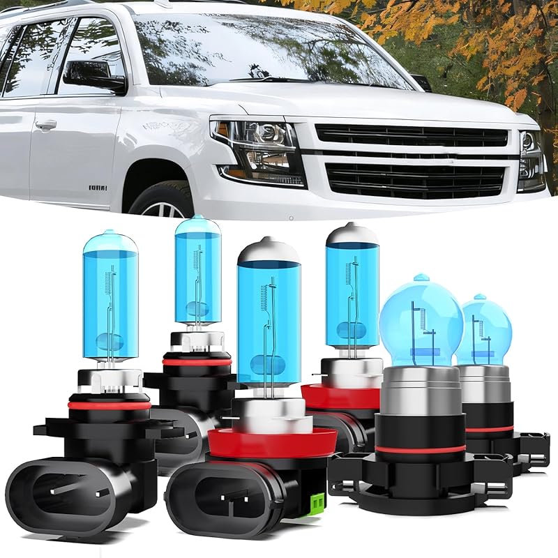 Halogen Headlights Fit For Chevrolet Chevy Tahoe 2000-2006 Headlight Bulbs,9005/HB3/H10 High Beam+ 9006/HB4 Low Beam+ 880/881/H27 Fog Light