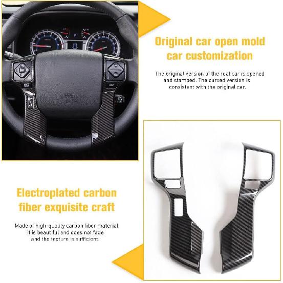 Voodonala for 4runner Steering Wheel Cover Decoration Trim fit Toyota 4runner SUV 2010-2019(Carbon Fiber Grain)
