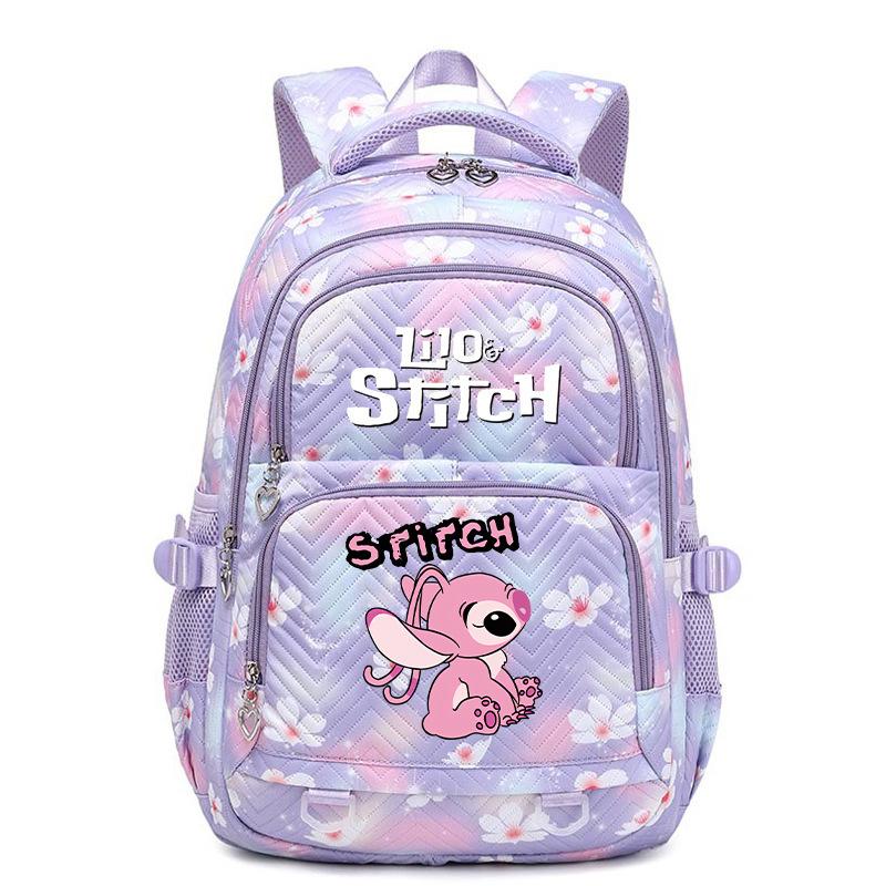 Teen Girl Student Schoolbag with Stitch Pattern Printed Backpack, Children's Large-capacity Schoolbag, Cute Cartoon